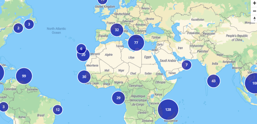 Carte RevoSea des espèces marines et saisons d’observation